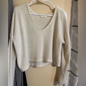 Cream relaxed fit cropped boutique sweater